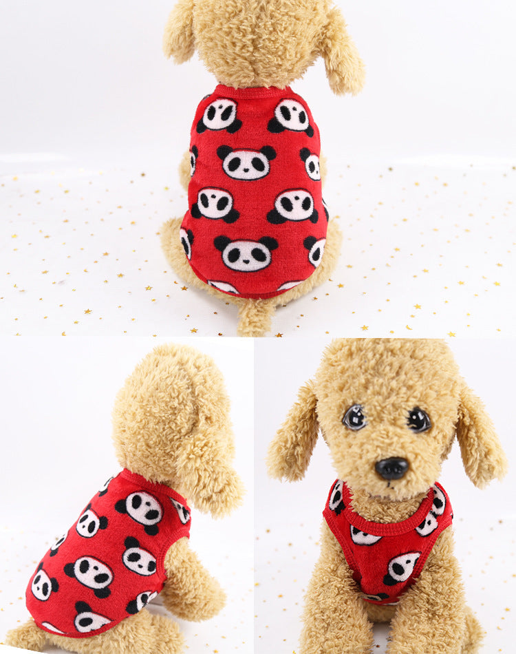 Manufacturer Customizes Cartoon Flannel Warm Teacup Dog Clothes, Small Dog, Cat, Teddy Clothes, Vest, Pet Supplies
