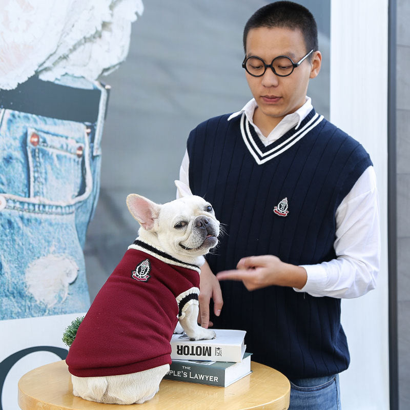 Manufacturer Customized Autumn and Winter New Knitted Vest V-Neck Preppy Style Pet Dog and Cat Clothing Vest Supplies