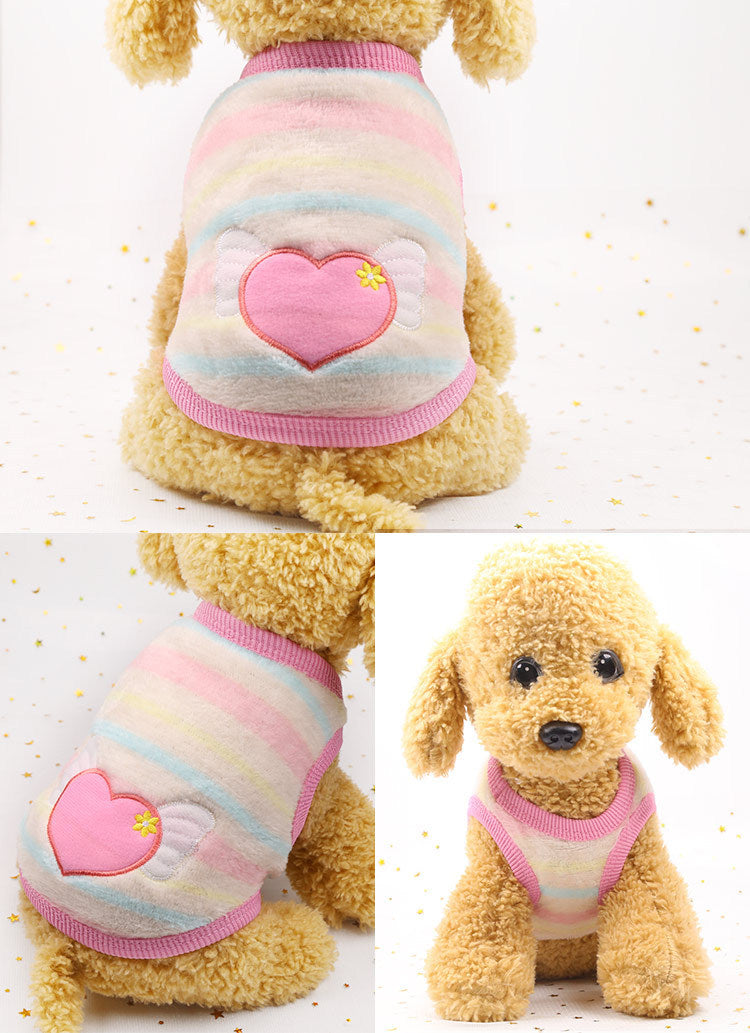 Manufacturer Customizes Cartoon Flannel Warm Teacup Dog Clothes, Small Dog, Cat, Teddy Clothes, Vest, Pet Supplies