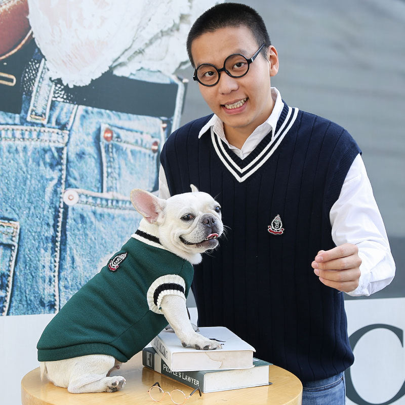 Manufacturer Customized Autumn and Winter New Knitted Vest V-Neck Preppy Style Pet Dog and Cat Clothing Vest Supplies