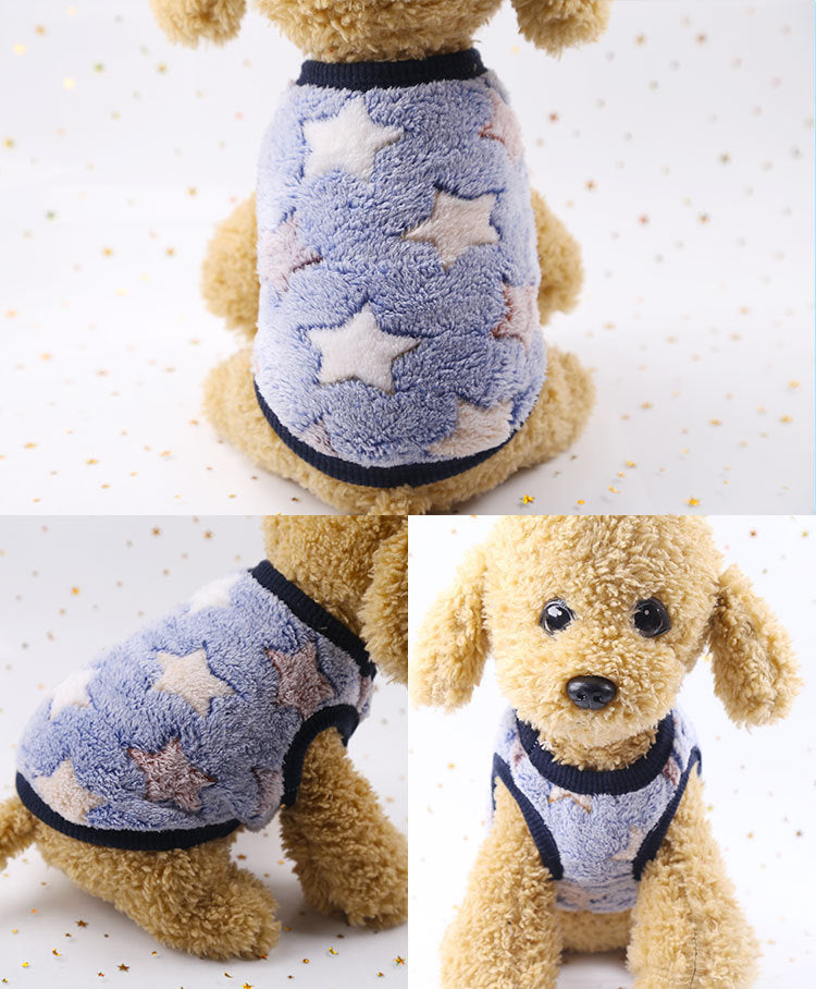 Manufacturer Customizes Cartoon Flannel Warm Teacup Dog Clothes, Small Dog, Cat, Teddy Clothes, Vest, Pet Supplies