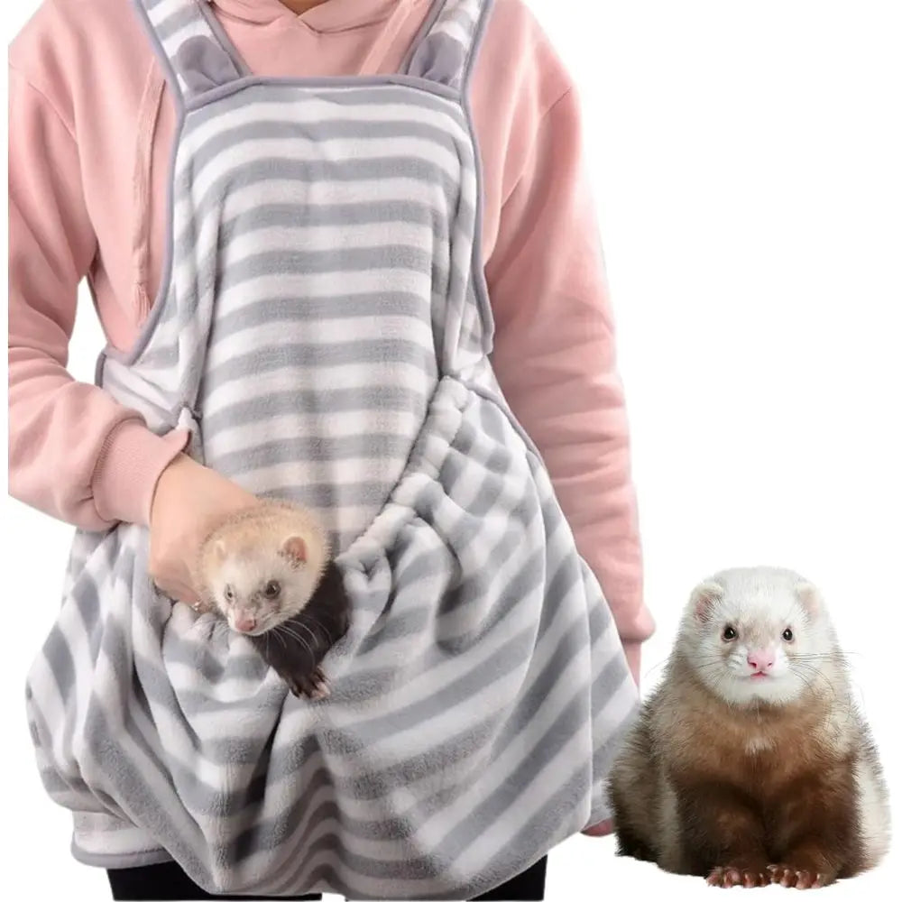 Ferret Sling Carrier - Fleece Small Pet Carrier Bag Soft Breathable Hands Free Shoulder Front Chest Apron Bonding Pouch Accompan
