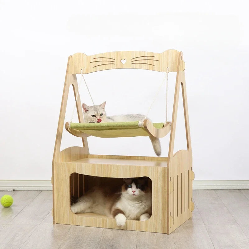 Multifunctional Luxury Cat Villa Double-story Pet House Four-season Universal Cat Nest Cat Hammock Pet Toys Pet Supplies