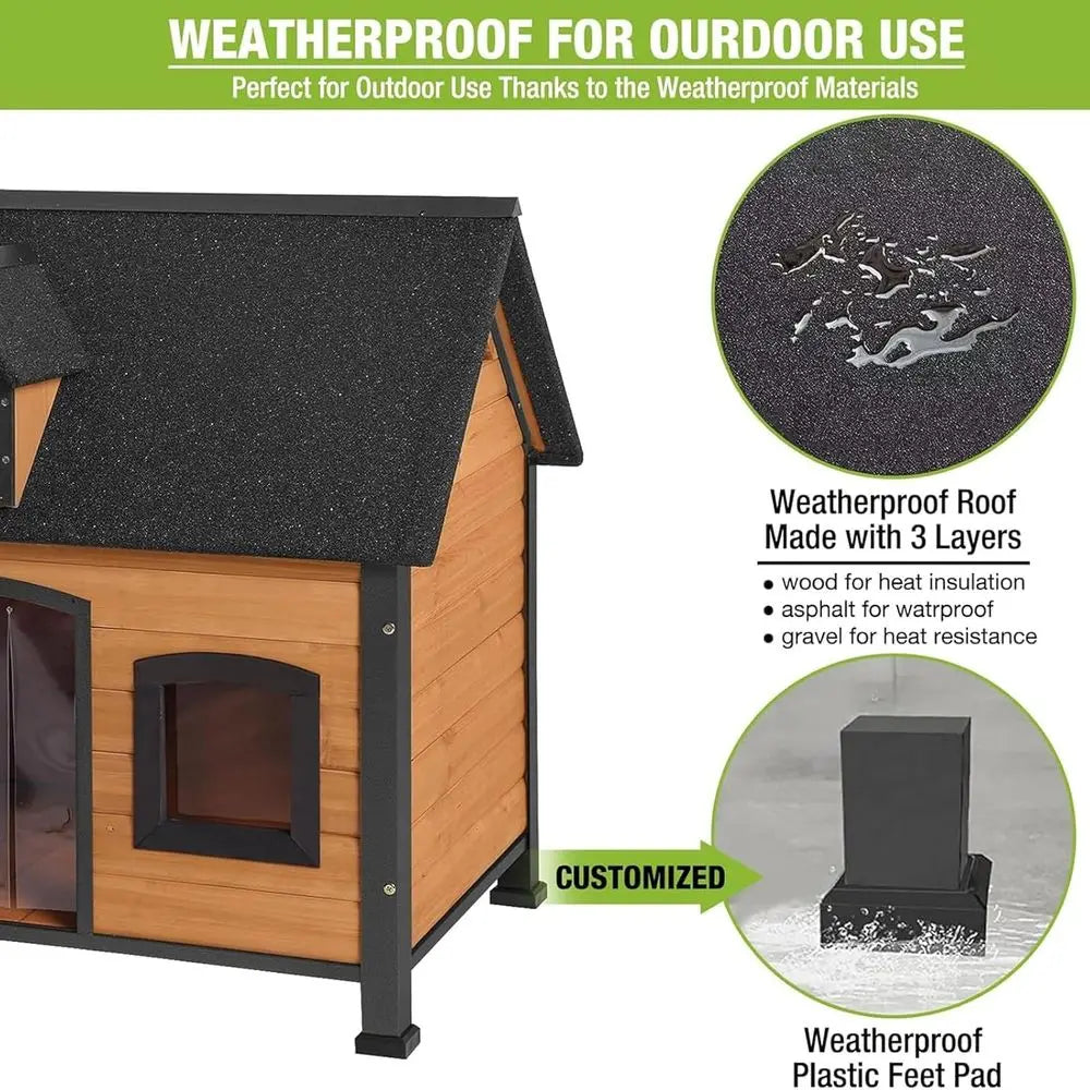 All-Weather Metal Dog House: Waterproof Indoor/Outdoor Kennel for Small to Large Dogs