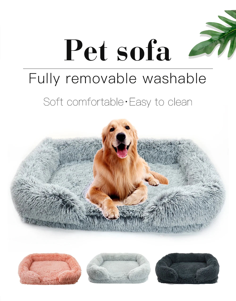Thickened orthopedic dog bed for large dogs - egg sponge, easy to remove and wash plush cover, durable pet furniture,