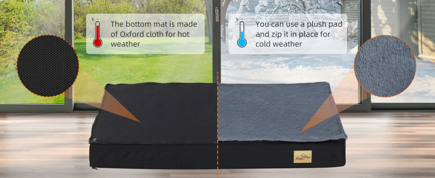 Large Orthopaedic Dog Bed Waterproof Cushion Pet Mattress 2 In 1 Pet Dog Crate Bed with Removable Washable Cover Indoor Outdoor