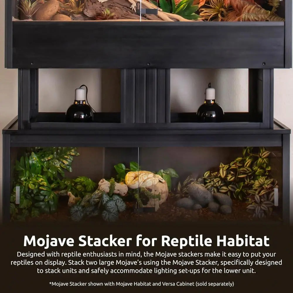 ECOFLEX Mojave Reptile Habitat Stacker in Large 48" Black for Lighting Support, Easy Clean, 10 Year Warranty