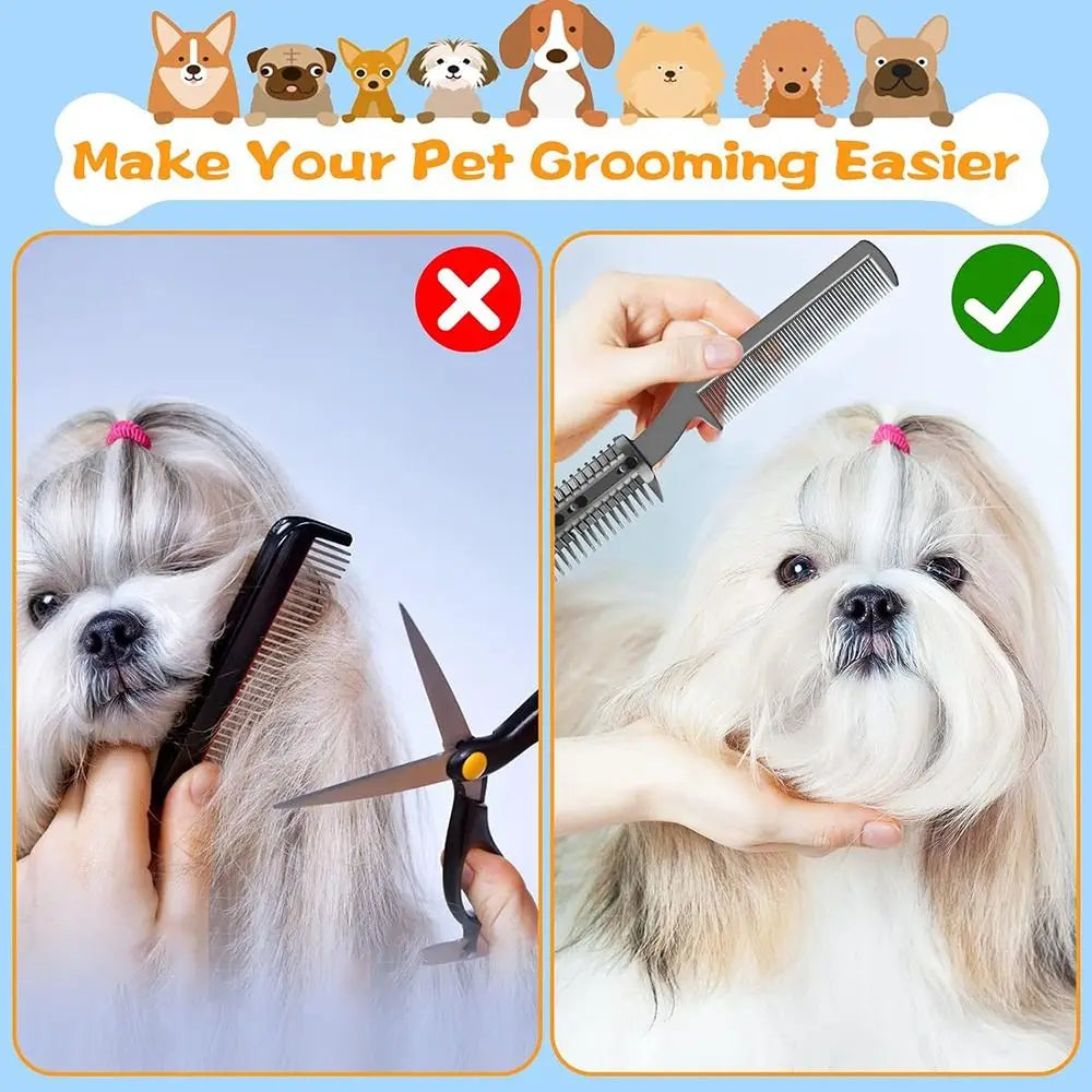 Razor Comb for Dogs Cats with 1pcs Extra Blades, Pet Razor Comb 2 in 1 | Trimming & Grooming, Dog Cat Brush