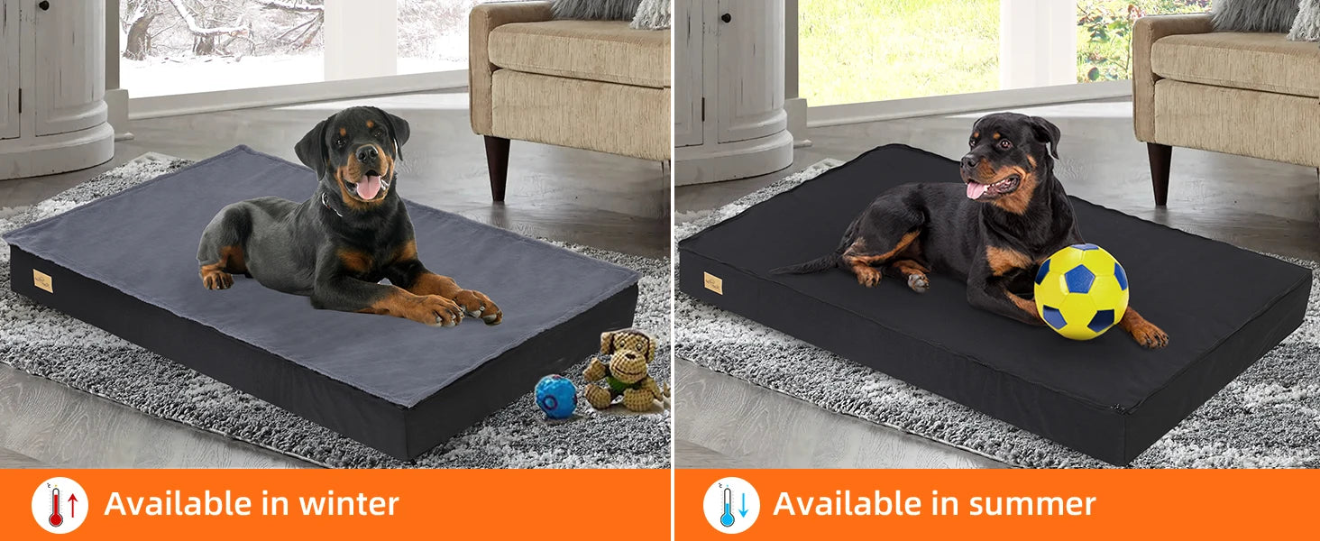 Large Orthopaedic Dog Bed Waterproof Cushion Pet Mattress 2 In 1 Pet Dog Crate Bed with Removable Washable Cover Indoor Outdoor