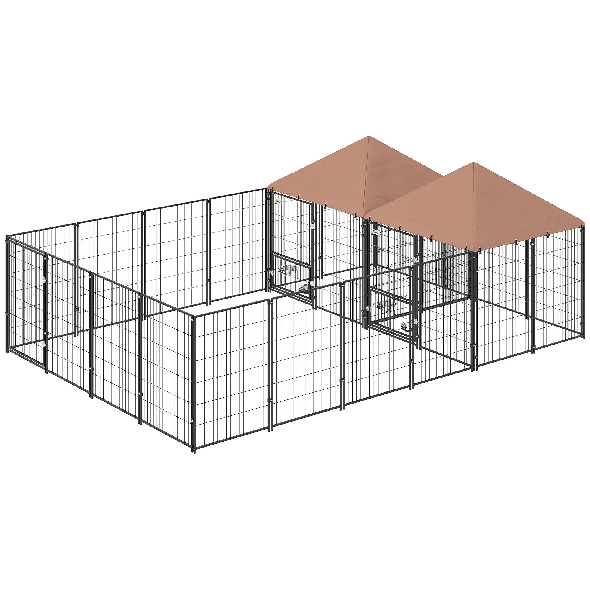 Dog Kennel Outdoor with Rotating & Adjustable Height Bowls