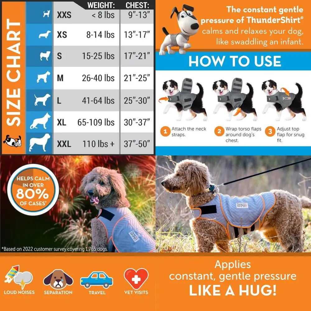 ThunderShirt for Dogs, X Large, Platinum Sport - Dog Anxiety Relief Calming Vest