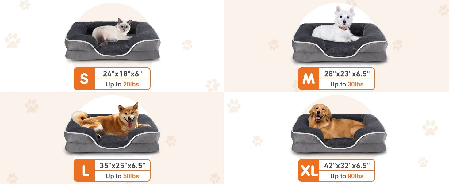 JHK Orthopedic Dog Bed Memory Foam Pet Bed for Small Dogs & Cats with Washable Removable Cover Non-Slip Base Waterproof Liner