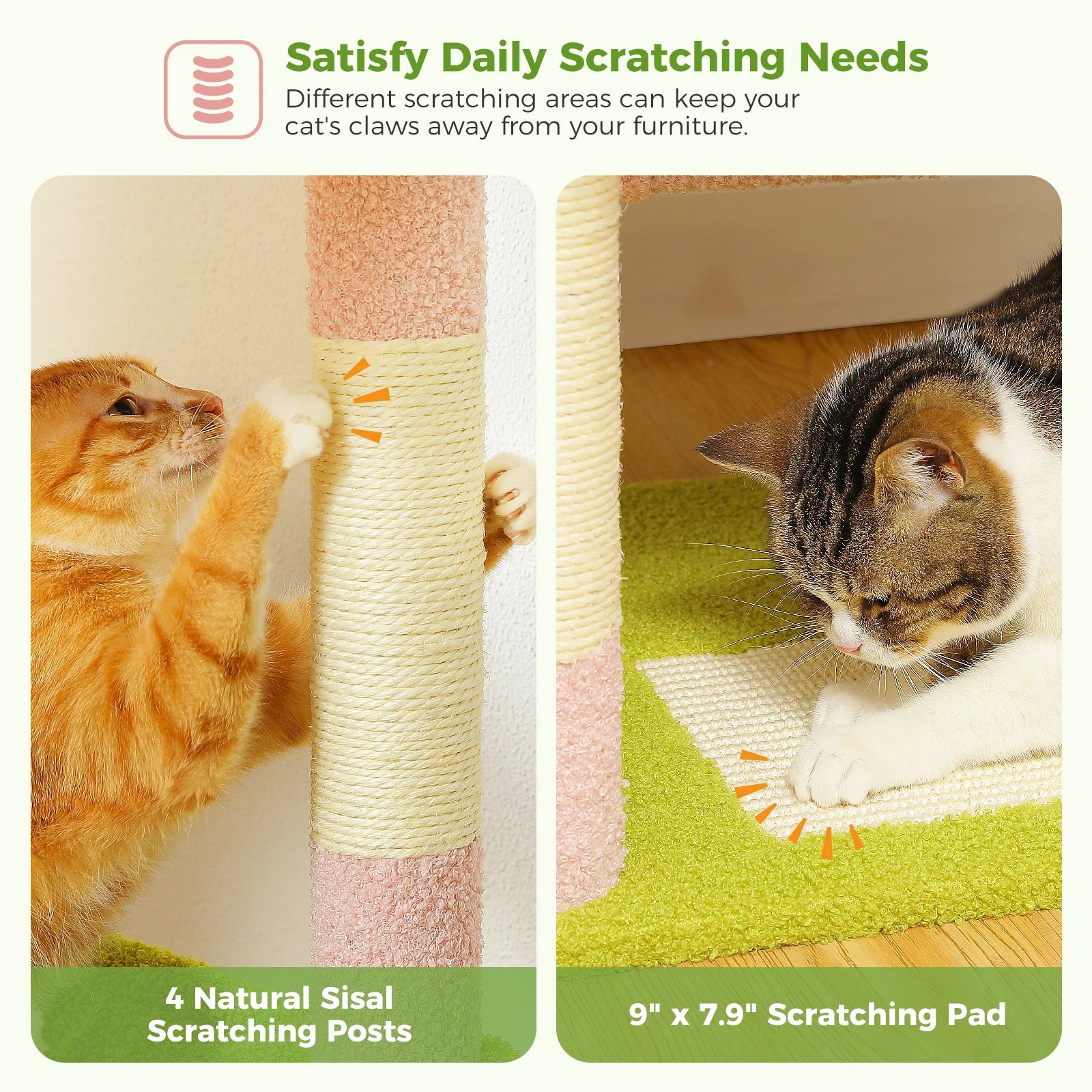 Multi-Level Cat Tree for Indoor Large Cat Tower with 2 Spacious Condos Scratching Posts Scratching Pad Cat Accessories Cat Toys