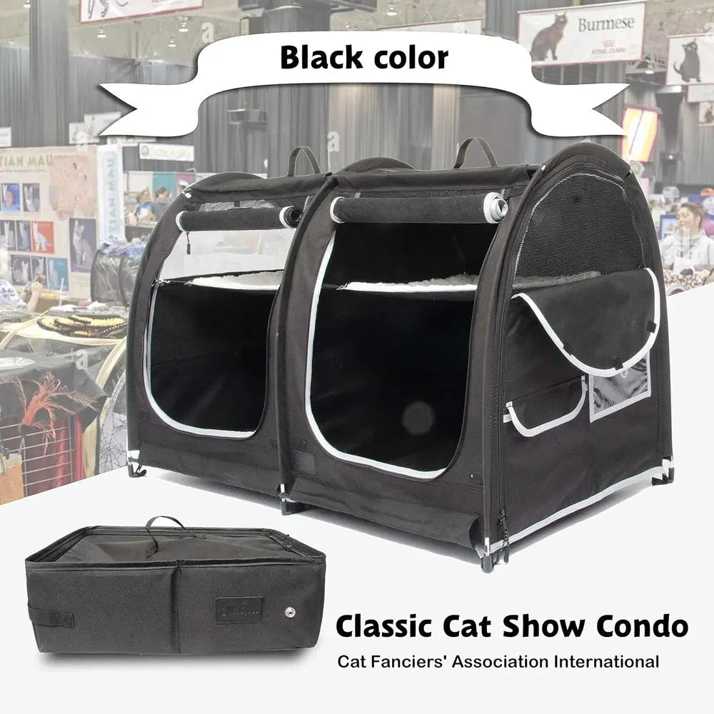 Collapsible Pet Carrier for Cats: Travel Carrier with Hammock, Mat, Litter Box & Carry Bag