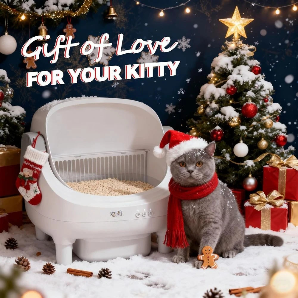 App-Controlled Open-Top Self-Cleaning Litter Box, 10L Capacity with Safety Sensor for Multiple Cats