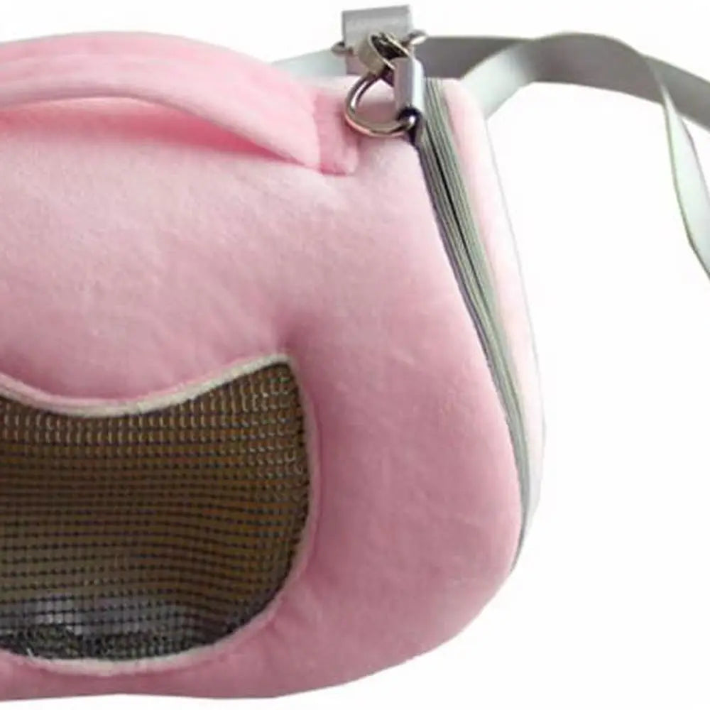 Hamster Carrier Bag Portable Outdoor Travel Handbag with Adjustable Single Shoulder Strap for Hamster Small Pets (Pink)