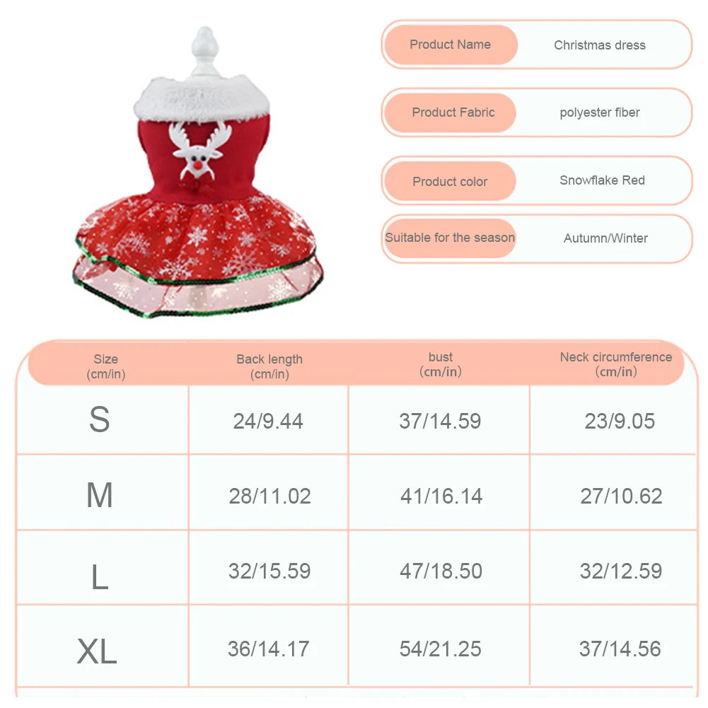 Dog Girls Winter Clothes Comfortable Christmas Dog Dress Soft Small Pet Red Skirt Suit Easy To Clean Christmas Dress Up Supplies