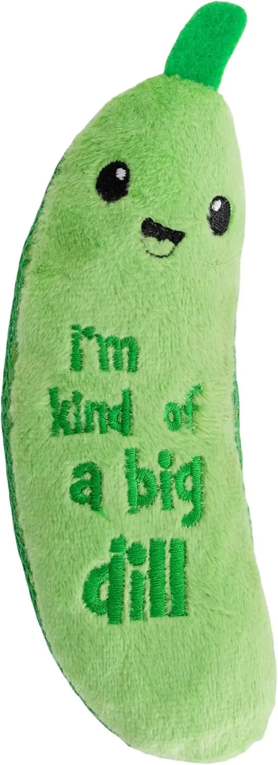Crunchy Pickle Cat Toy with Crinkle Sound, Catnip & Dental Mesh - 6.5" Plush Kicker for Play