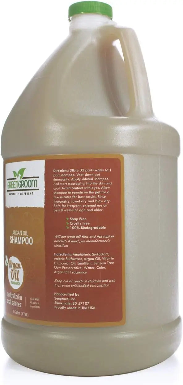 Green Groom Argan Oil Dog Shampoo, 1 Gallon - Vitamin E, Moisturizing, Natural Ingredients, Restores Shine, Relieves Itchy Skin