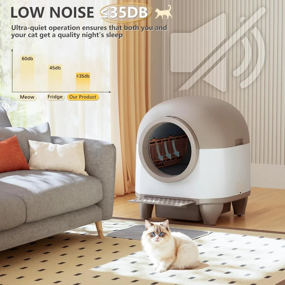 Automatic Self-Cleaning Litter Box for Multiple Cats with Smart Sensors and App-Controlled Features, Large 90L Capacity