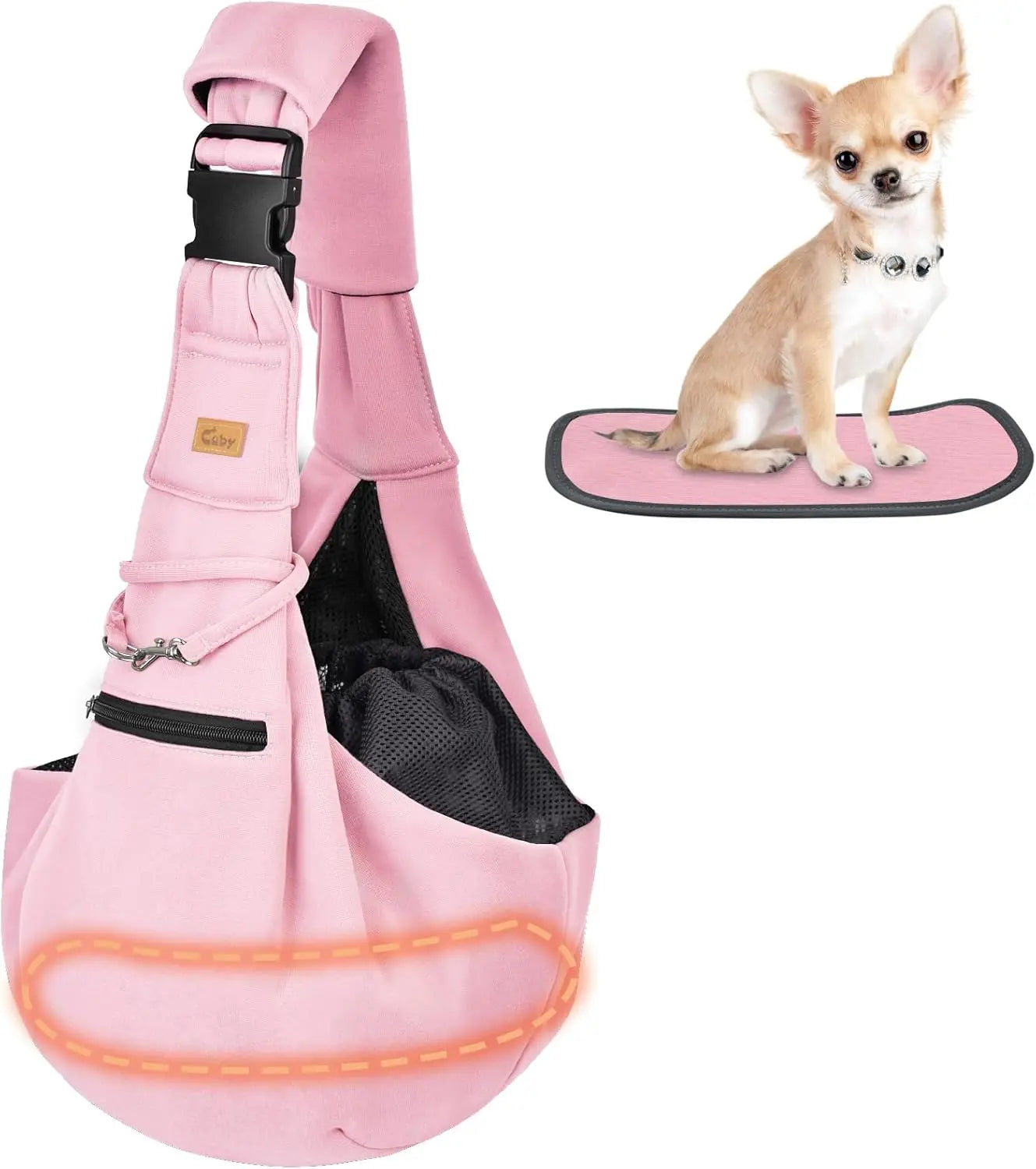 Dog Cat Sling Carrier - Reversible Hands-Free Pet Papoose Bag - Soft Tote for Small Dogs Cats (Pink, Adjustable Strap)