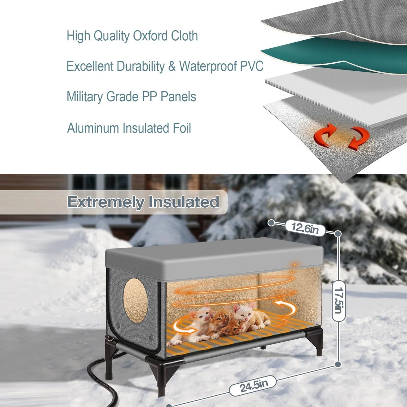 Outdoor Heating Insulation Cat Litter Waterproof Foldable Cat Delivery Room Pet House Reliable Bearing Capacity Pet Products