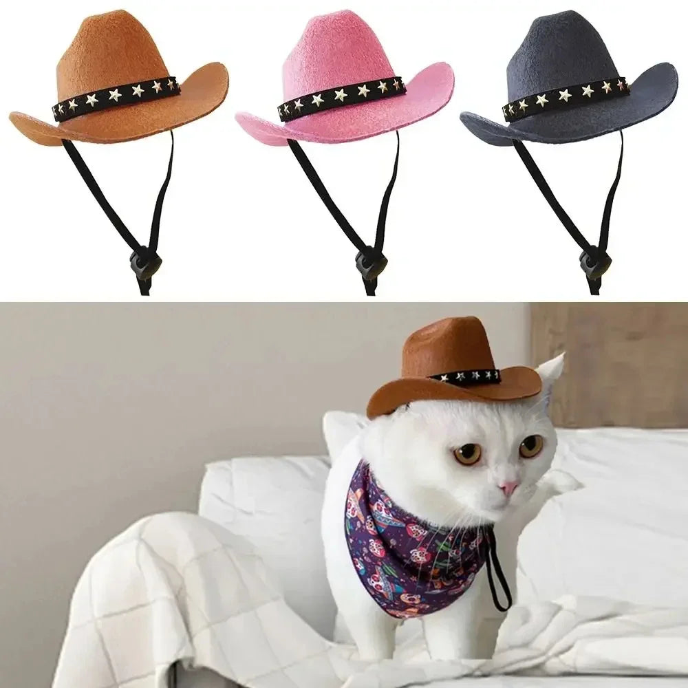 One Piece Pet Cat Hat Star Cowboy Hat Pet Supplies Adjustable Cat Costume Top Hat Headwear Pet Hat Cat Hat Pet Sun Hat Cat