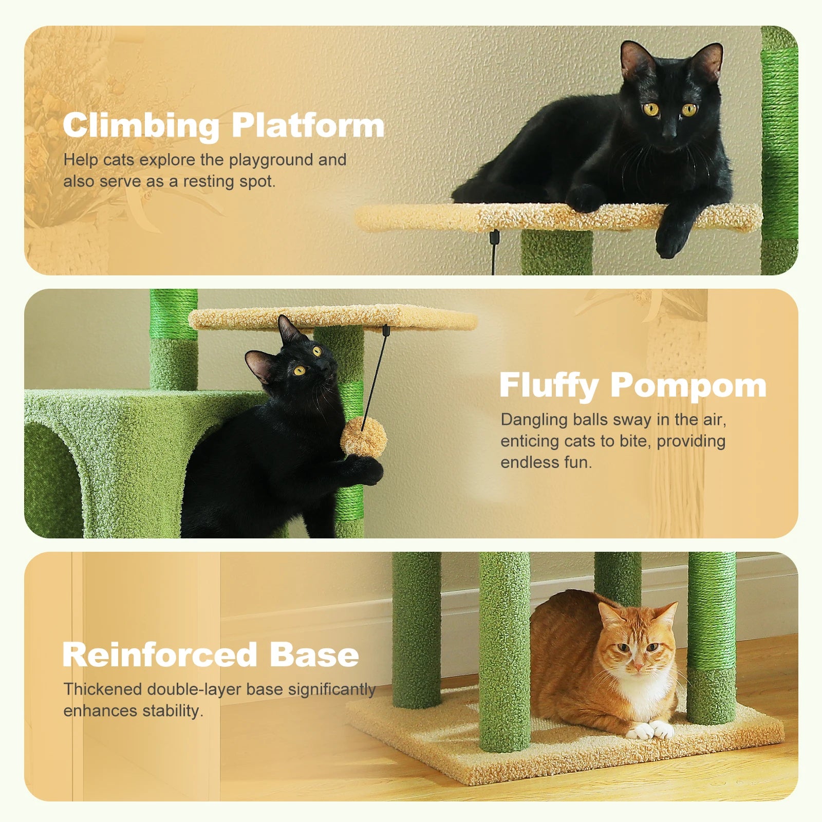 Multi-Level Cat Tree for Indoor Large Cat Tower with 2 Spacious Condos Scratching Posts Scratching Pad Cat Accessories Cat Toys