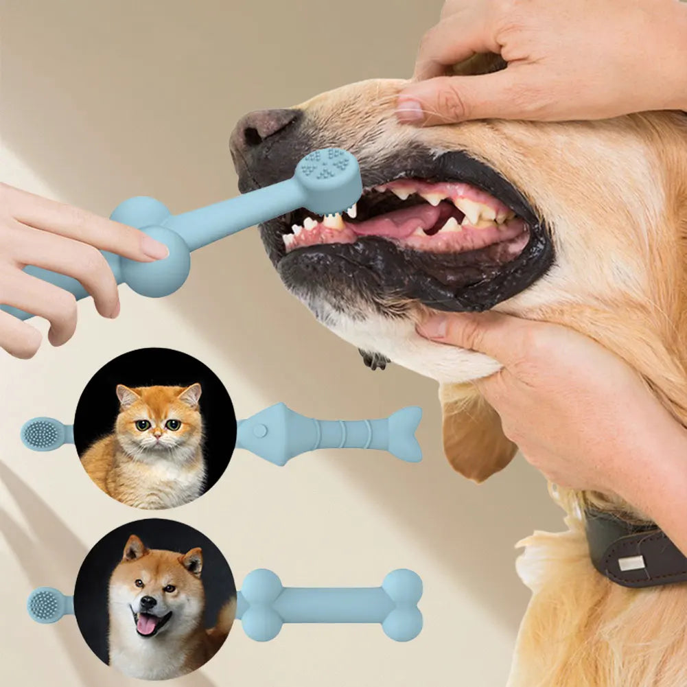 2Pcs Silicone Dog Tooth Brush 360 Degree Cleaning Dog Tooth Cleaning Brush Soft Bristle Toothbrush for Small & Large Pets