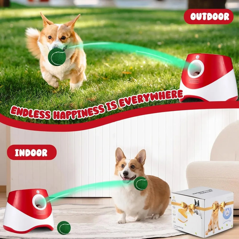 Automatic Dog Ball Launcher with Adjustable Throw Distance, Rechargeable Pet Toy for Interactive Play