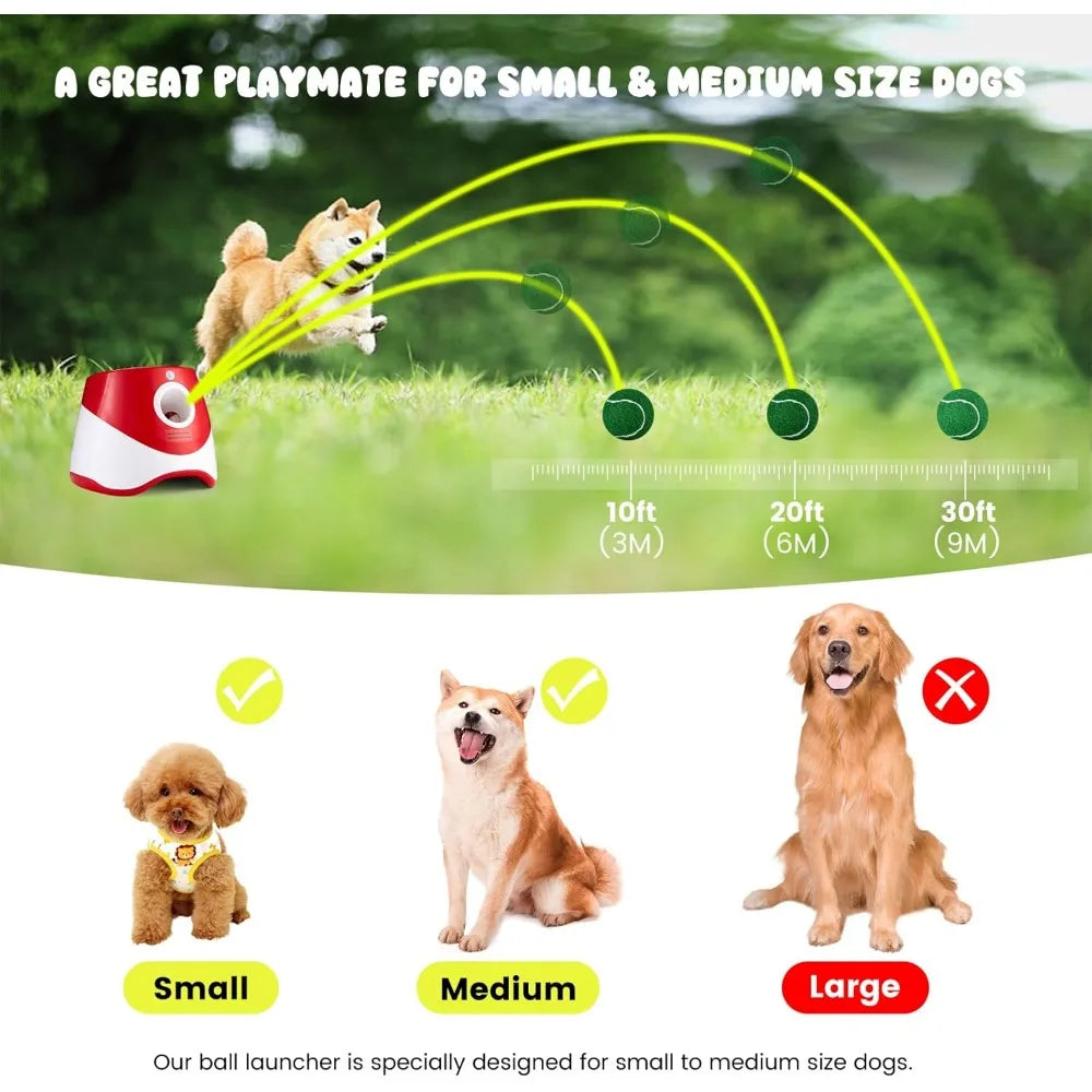 Automatic Dog Ball Launcher with Adjustable Throw Distance, Rechargeable Pet Toy for Interactive Play