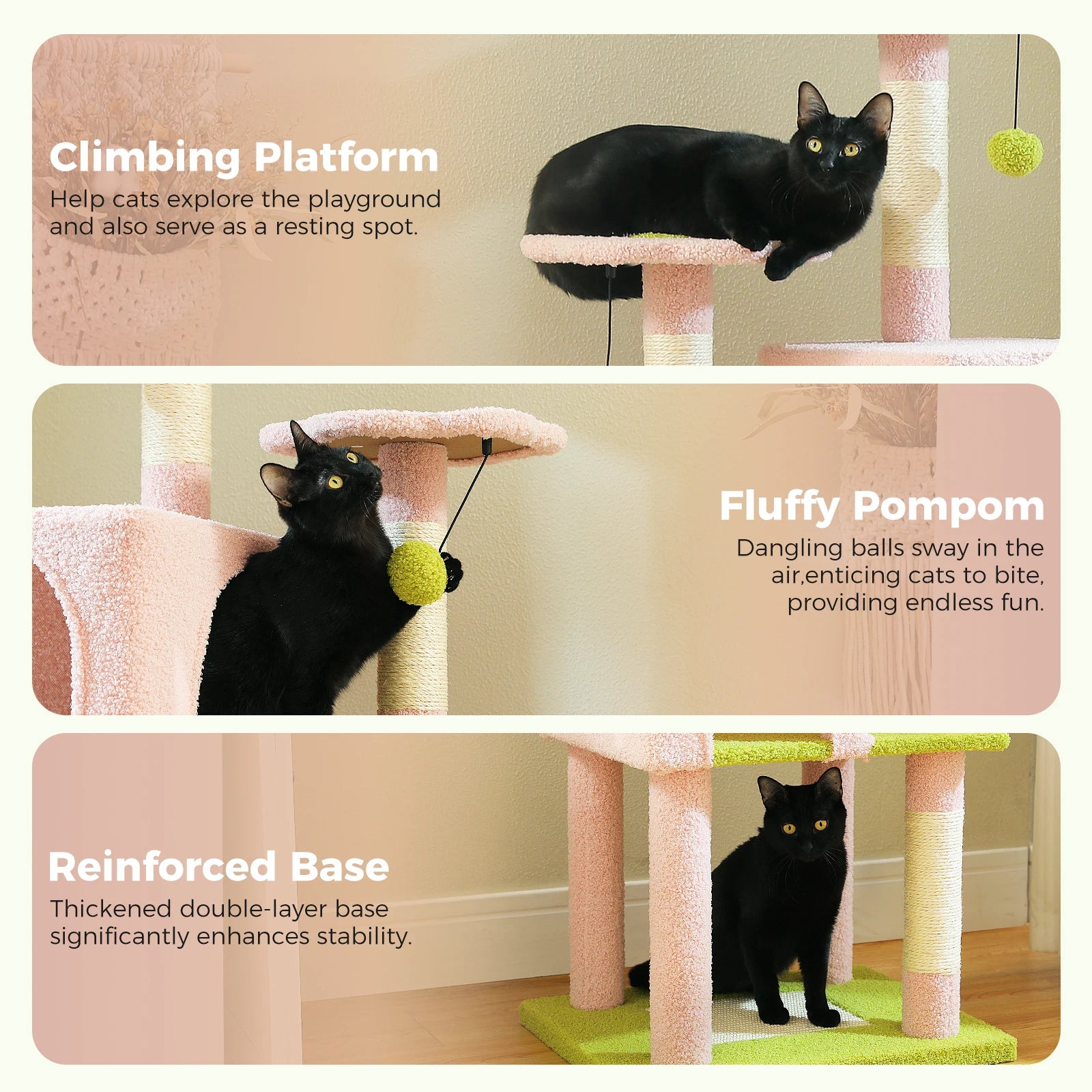 Multi-Level Cat Tree for Indoor Large Cat Tower with 2 Spacious Condos Scratching Posts Scratching Pad Cat Accessories Cat Toys