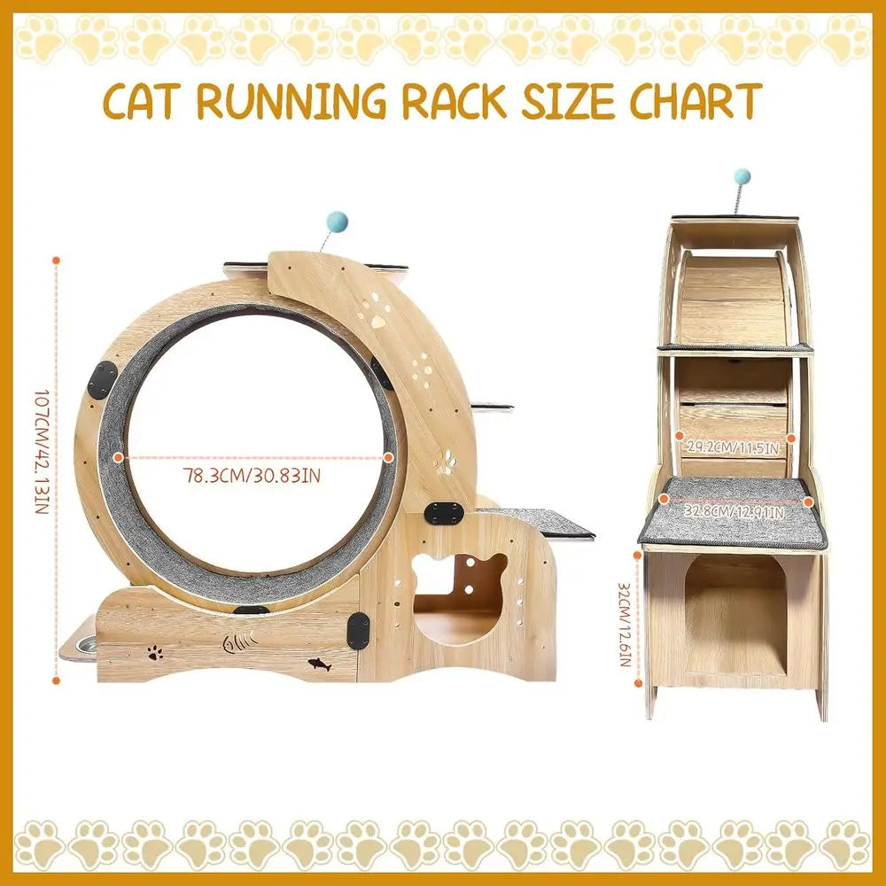 6-in-1 Cat Activity Center: 55 Exercise Wheel, Bed, Scratcher, Climbing, Toys