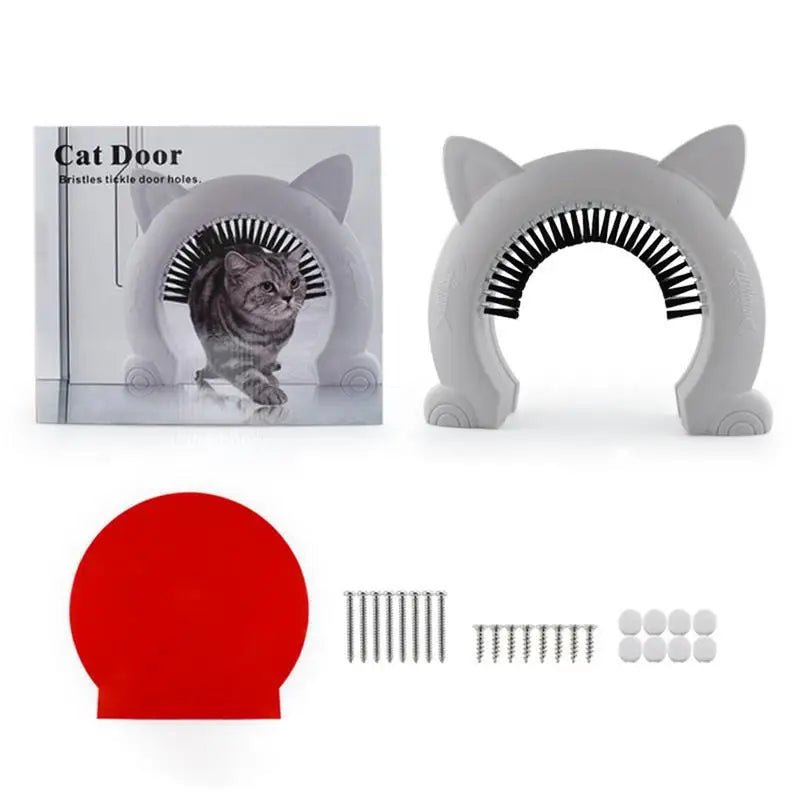 Pet Cat Dog Door Hole Access Direction Controllable Toy For Pet Training Dog Cats Kitten ABS Pet Gate Door Kit with Clean Brush