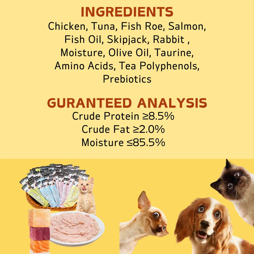 10.58oz(300g) Cat Stick, Chicken Flavor, Skipjack & Rabbit Flavor, Tunna & Fish Seed Flavor, Salmon & Fish Oil Flavor