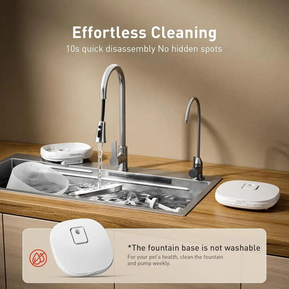 ® Cat Water Fountain, Ultra Quiet Pumpless Pet Water Fountain with Stainless Steel Tray, 67oz/2L Water Fountains for Cats Indoor