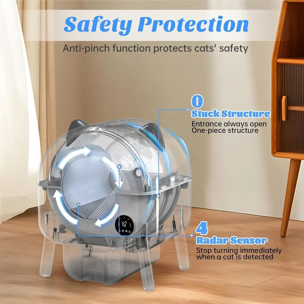 Self-Cleaning Litter Box, Automatic Cat Litter Box Robot with APP Control and Safety Protection for Multiple Cats