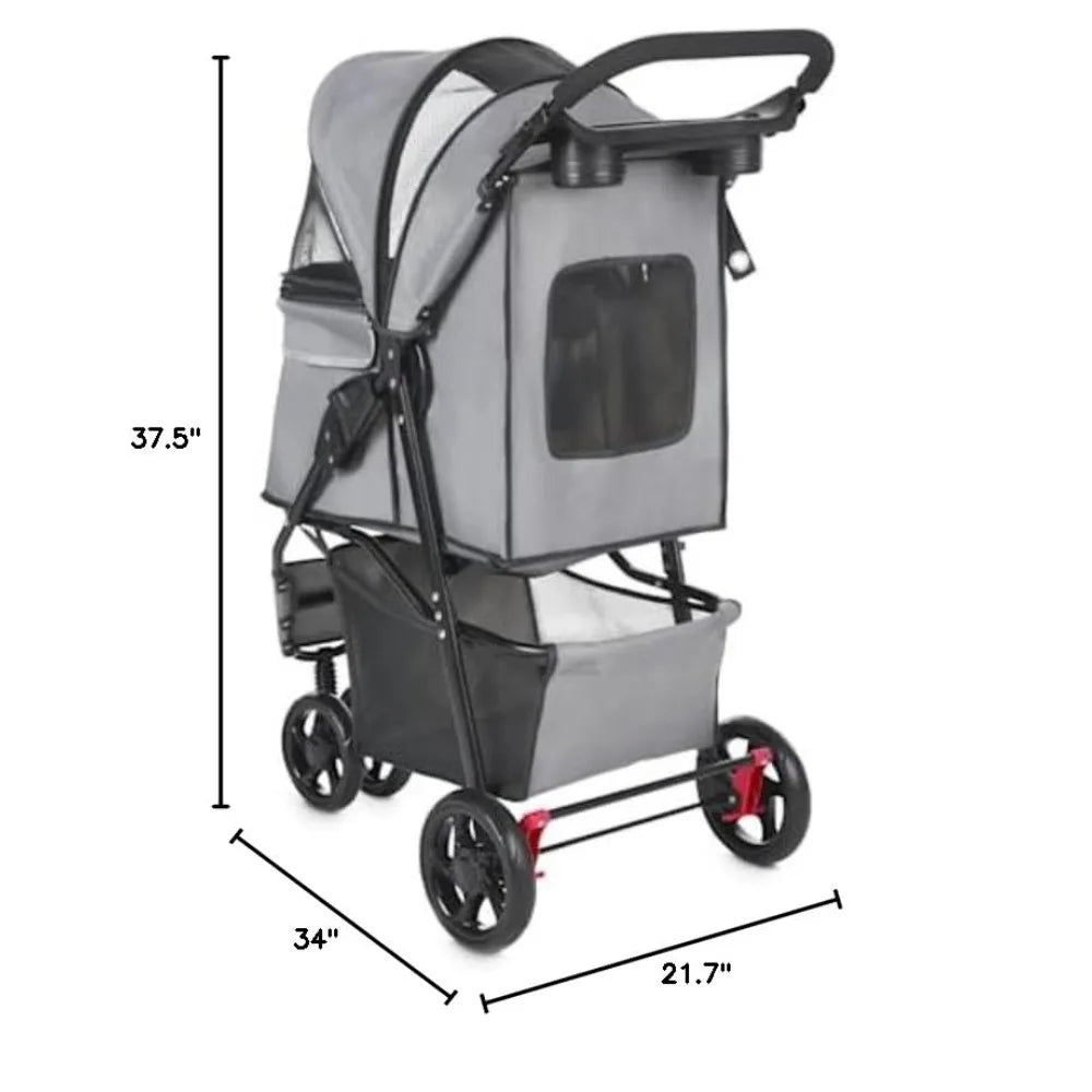 EveryYay Collapsible Pet Stroller 33'' L X 18'' W X 38'' H Grey