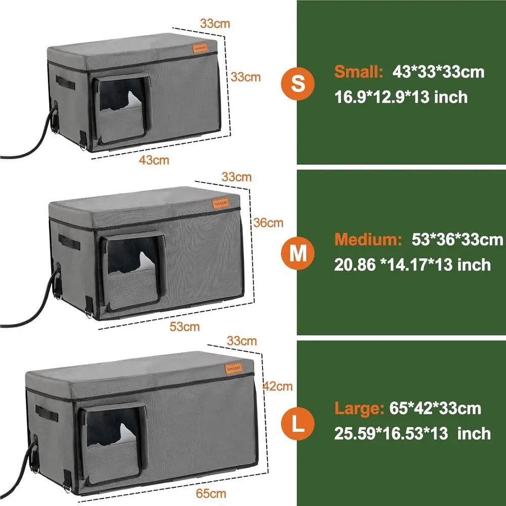 Durable Weatherproof Outdoor Cat House for Winter, Insulated Shelter for Medium Cats and Strays