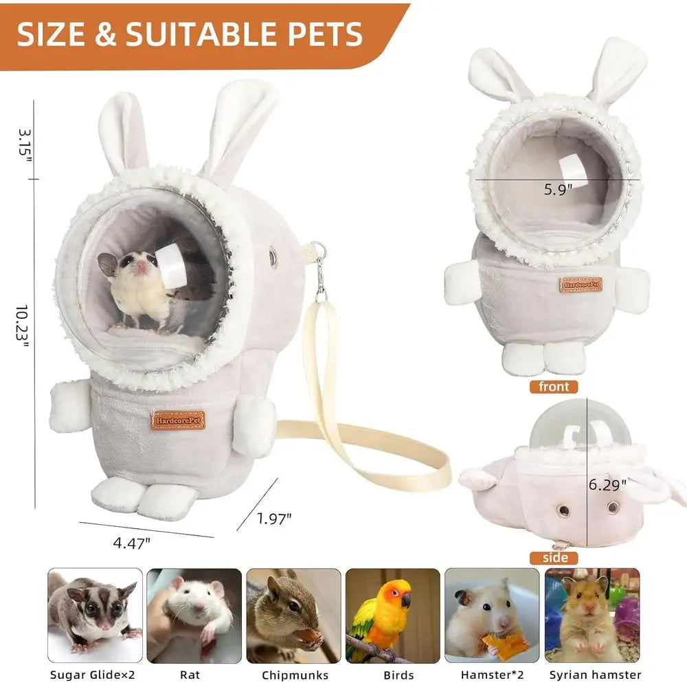 Hamster Carrier Rat Bag Cute Rabbit Shape Small Animal Sugar Glider Travel Pouch Gerbil Hedgehog Portable Travel Carrier Outdoor