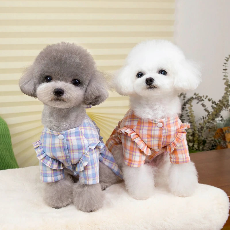 Dog Dress Summer Pet Clothes For Dogs Skirt Plaid Princess Dog Dresses Yorkie Clothes For Dogs Skirts Pet Cat Dress