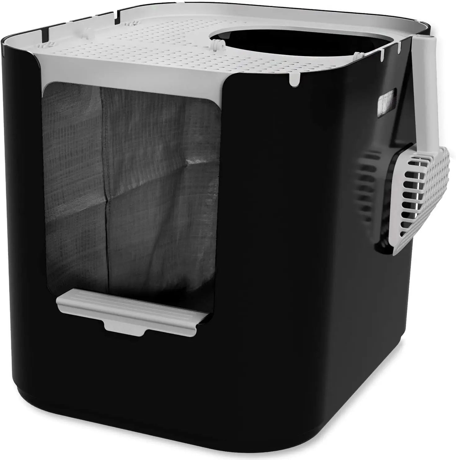 XL Litter Box, Top or Front-Entry Configurable, Full Height Seamless Base, Reusable Litter Liners, Sifting Litter Scoop,Customiz