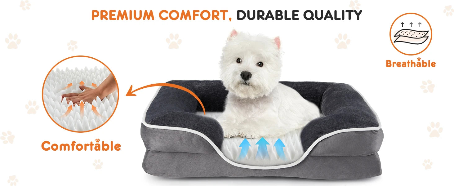 JHK Orthopedic Dog Bed Memory Foam Pet Bed for Small Dogs & Cats with Washable Removable Cover Non-Slip Base Waterproof Liner