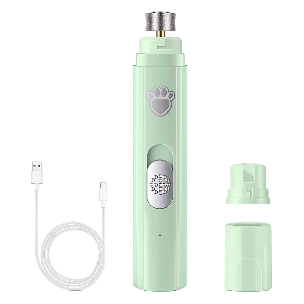 Electric Dog Nail Grinder Painless LED Light Pet Nail Clipper with Polisher Wheel 2-Speed Paws Nail Cutter for Pet Paws Grooming