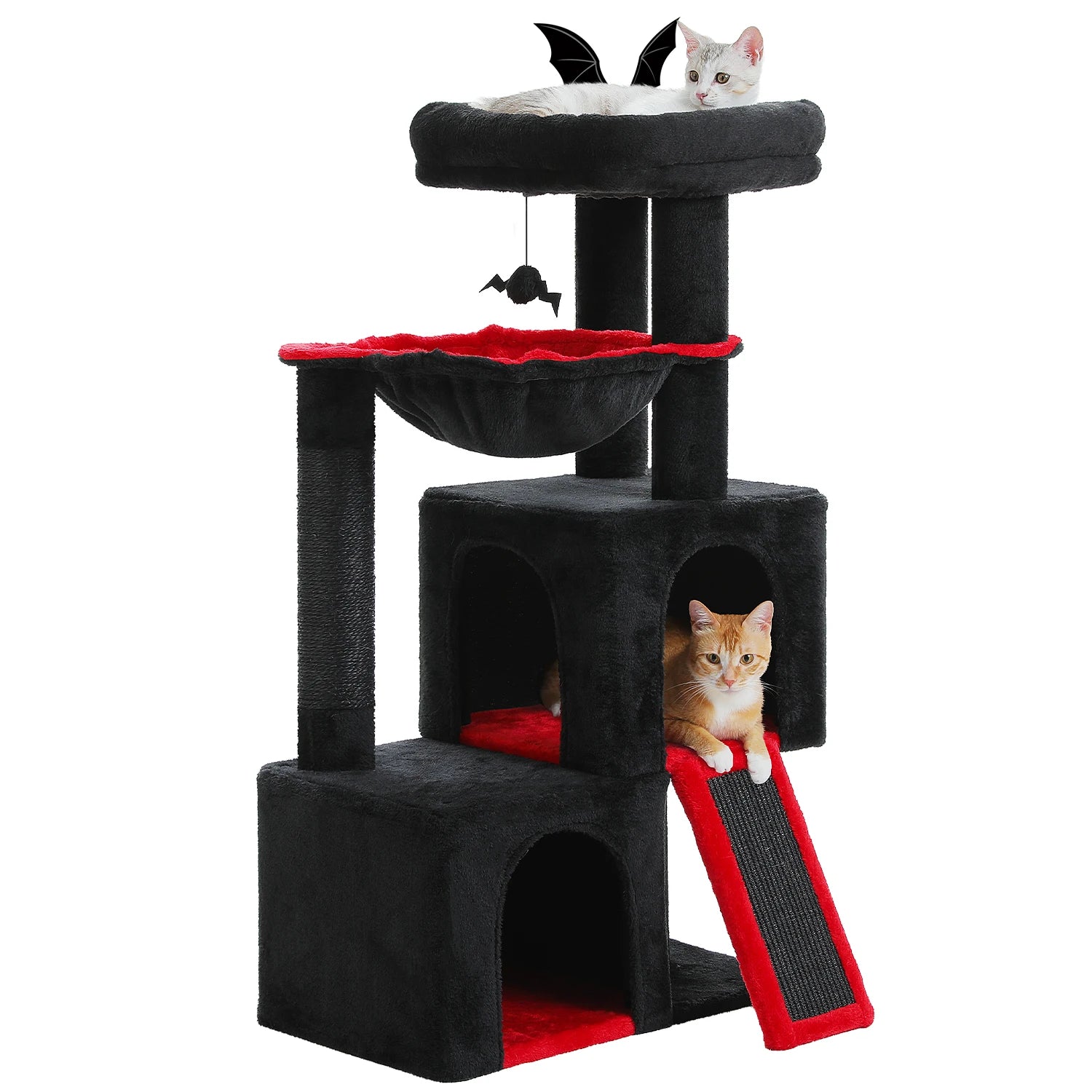 Gothic Cat Tree Black Cat Tower with Comfortable Condo,Natural Sisal Cat Scratching Post Perfect for Indoor Cats,Cat Accessories