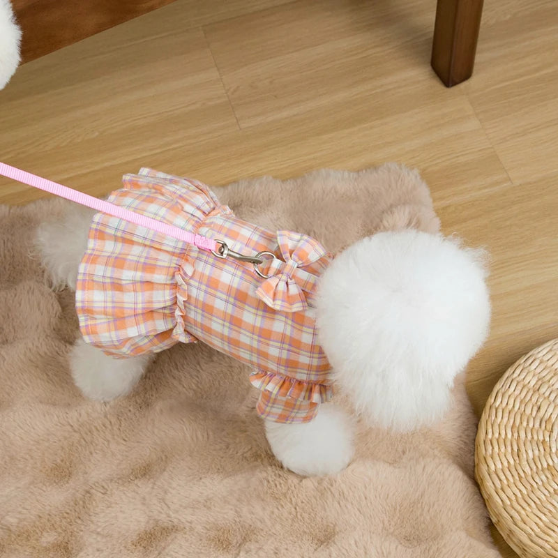 Dog Dress Summer Pet Clothes For Dogs Skirt Plaid Princess Dog Dresses Yorkie Clothes For Dogs Skirts Pet Cat Dress