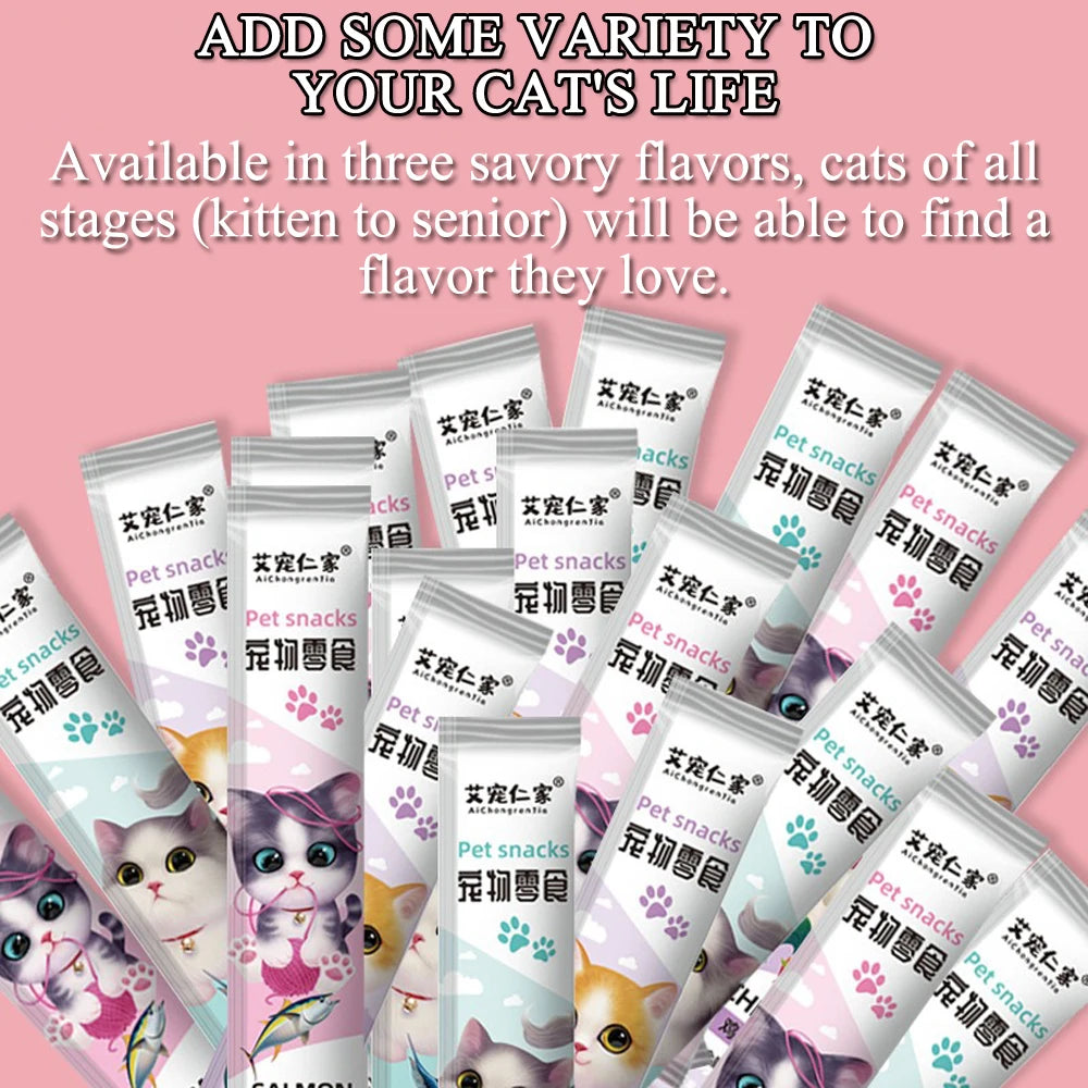 Cat Treats, Lickable, Squeezable Creamy Puree Cat Treat, 0.5 Ounces Each Tube, Chicken Flavor.