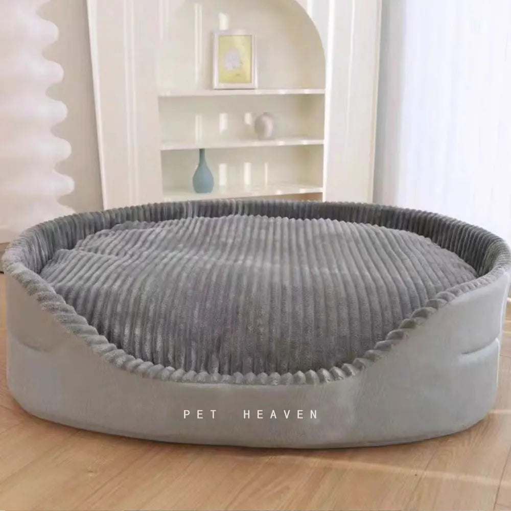 A super sized pet bed that is soft, dirt resistant, non slip, comfortable, suitable for living rooms, outdoor places, and suitab