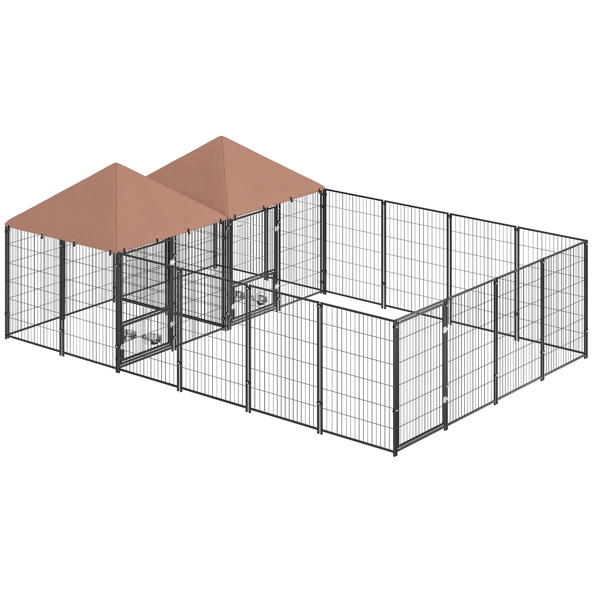 Dog Kennel Outdoor with Rotating & Adjustable Height Bowls