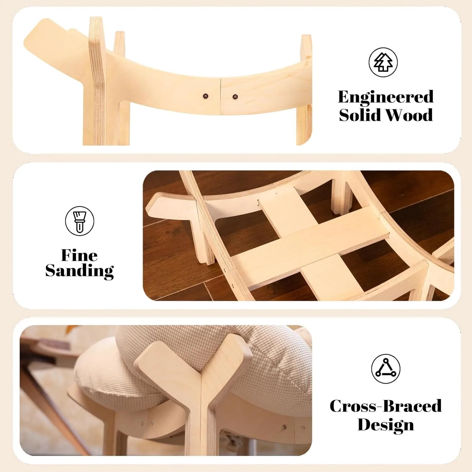 Elevated cat bed wooden soft cushion fluffy pet sofa indoor cat sofa suitable for small dogs and cats furniture (large)